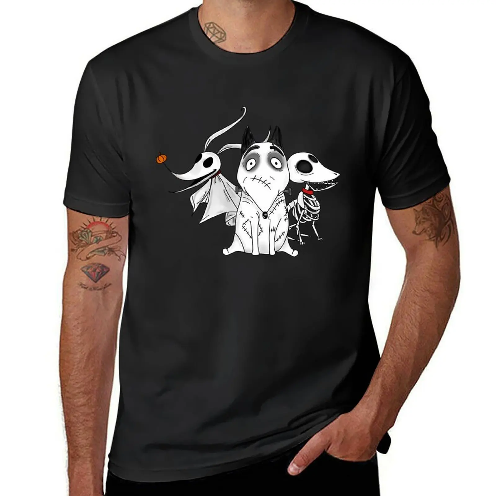 ZERO, SCRAPS and SPARKY dog Tim Burton Movies T-Shirt animal prinfor boys new edition blanks Men's t-shirts
