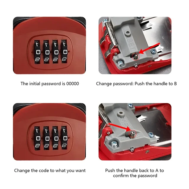 Wall Mount Key Password Lock Box 4 Digit Password Code Key Safe Box Security Lock No Key for Home Office Key Safe Storage Box 4