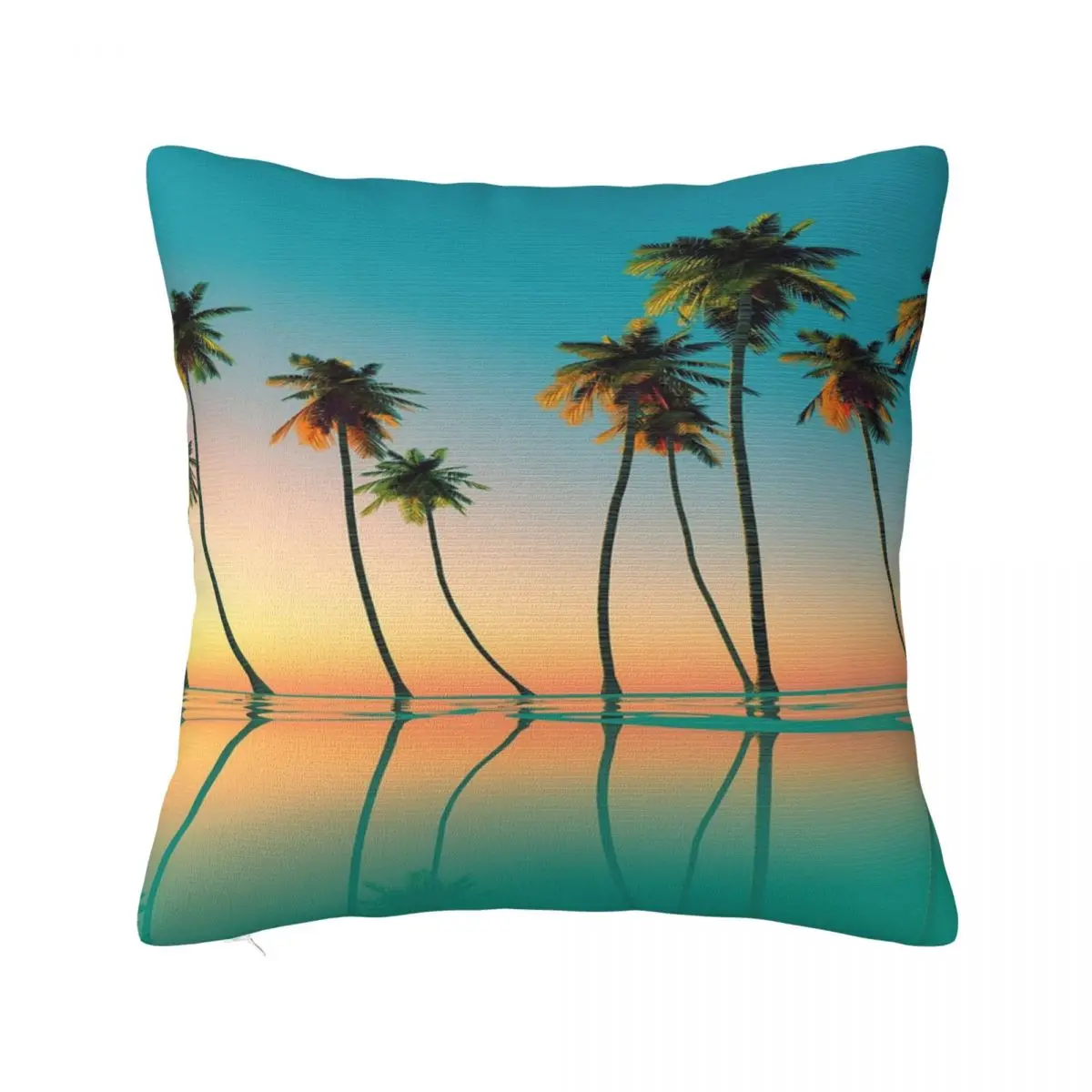 

Beach Palm Tree Pillowcase Soft Polyester Cushion Cover Decor Summer Scenery Throw Pillow Case Cover Car Zippered 40X40cm