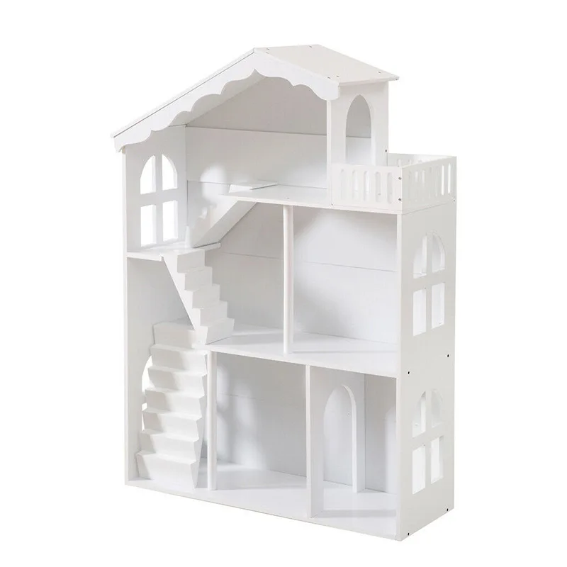 Children's doll solid color staircase combination bookshelf toy house wooden storage cabinet rack floor type multi-layer wooden