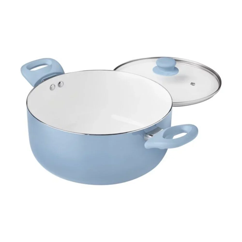 Ceramic Nonstick 12 Piece Cookware Set, Aqua, Hand Wash Only Pots and Pans