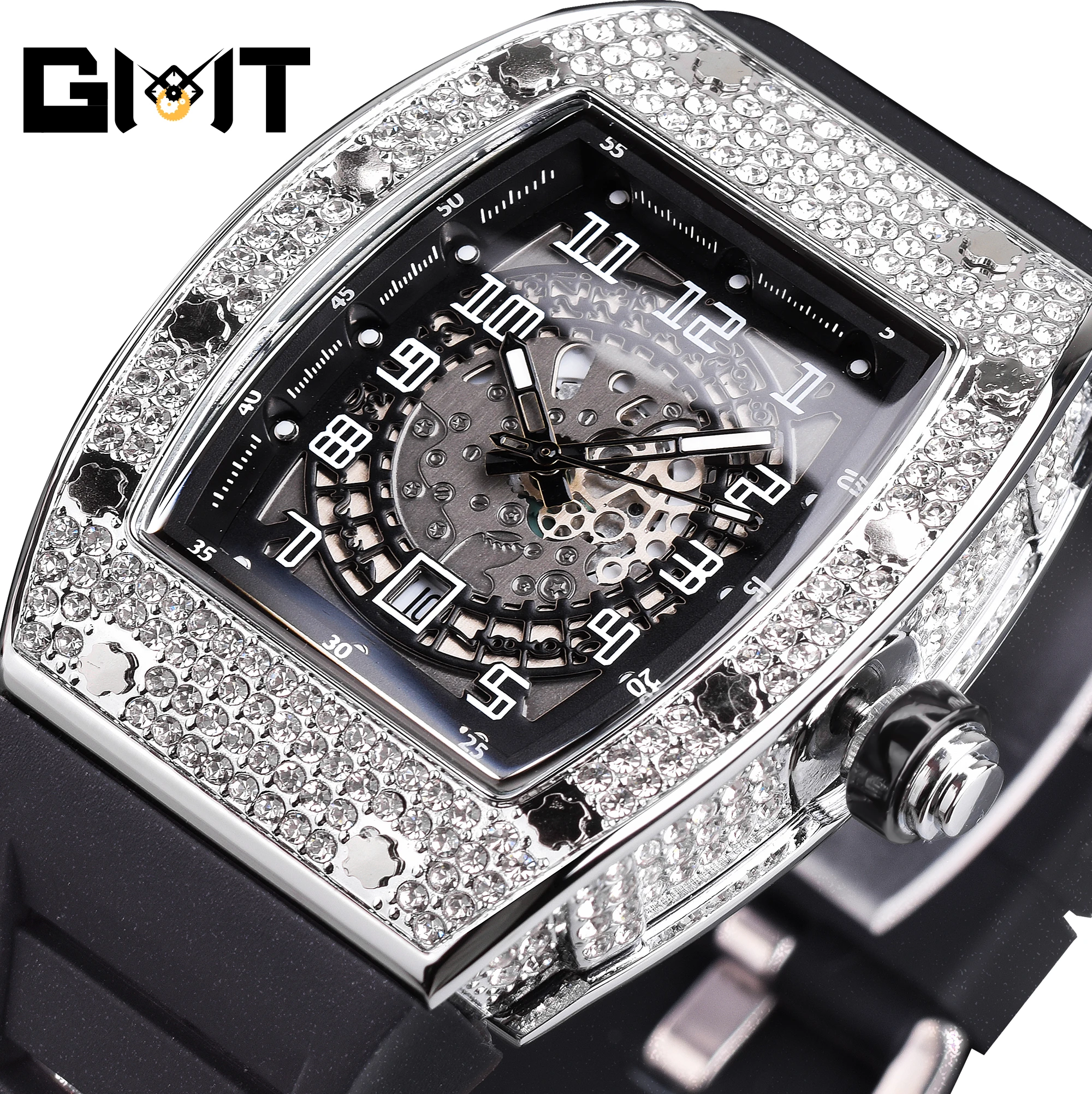 

MISSFOX Men's Luxury Watch Skeleton Quartz Watches Diamond Wristwatch Waterproof Calendar Luminous Clock Man Relogio Masculino