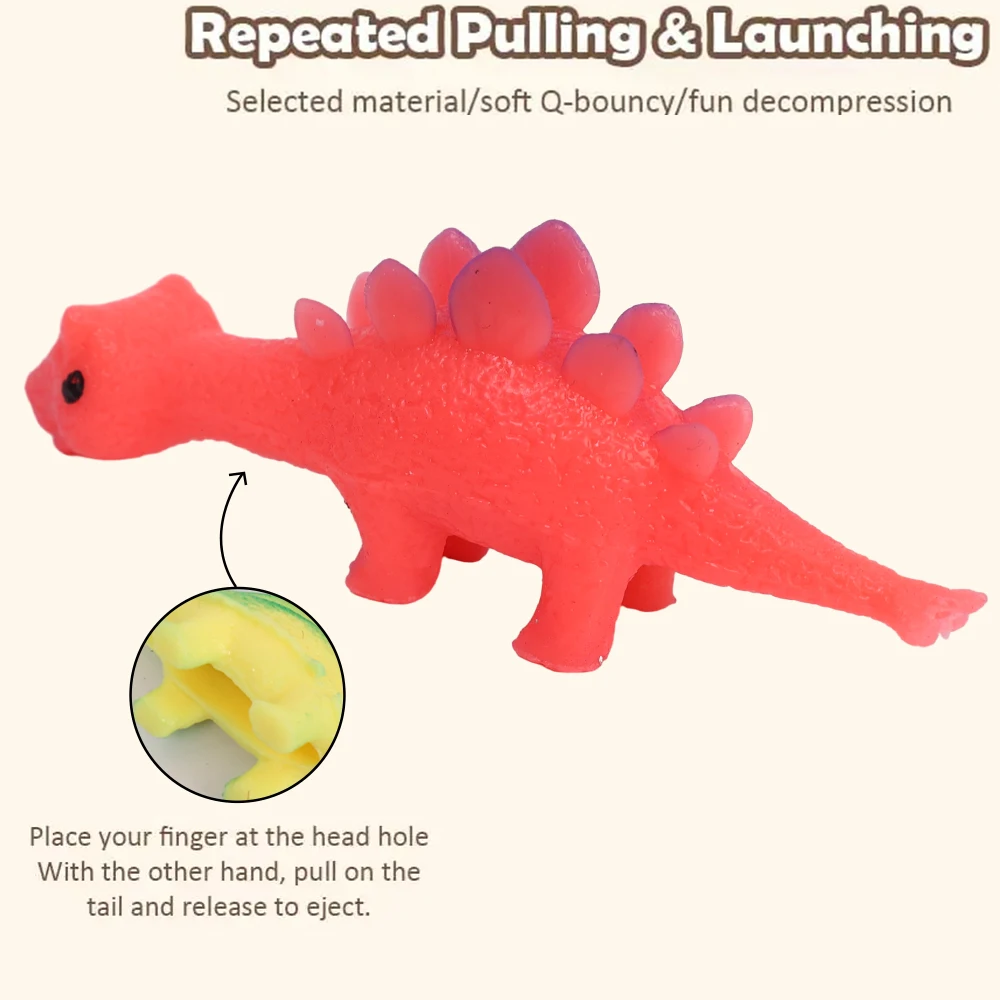 10PCS Creative Finger Catapult Dinosaur Slingshot Sticky Wall Toys for Adults and Kids Vent Stress Relief Catapult Dinosaur Toy 4