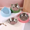 200ml Cat Bowl Lovely Creative Inclined Kitten Puppy Food Feeding Bowls Stainless Steel Cats Drinking Feeder Pet Feeders 3