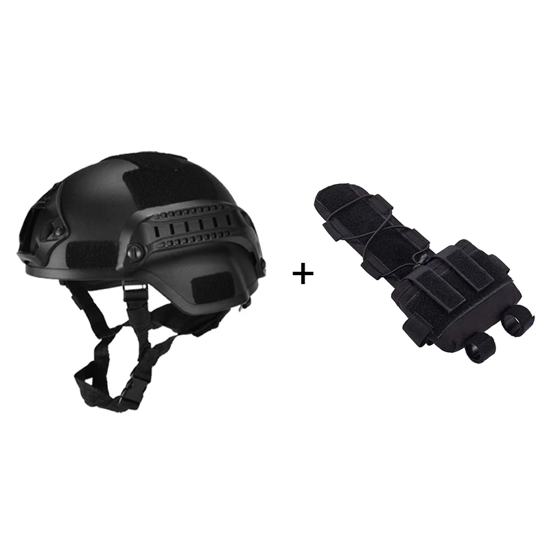 Tactical PJ casco de Airsoft rápido y máscara de cara completa extraíble  para caza tiro CS Game Wargame Militar (casco negro)