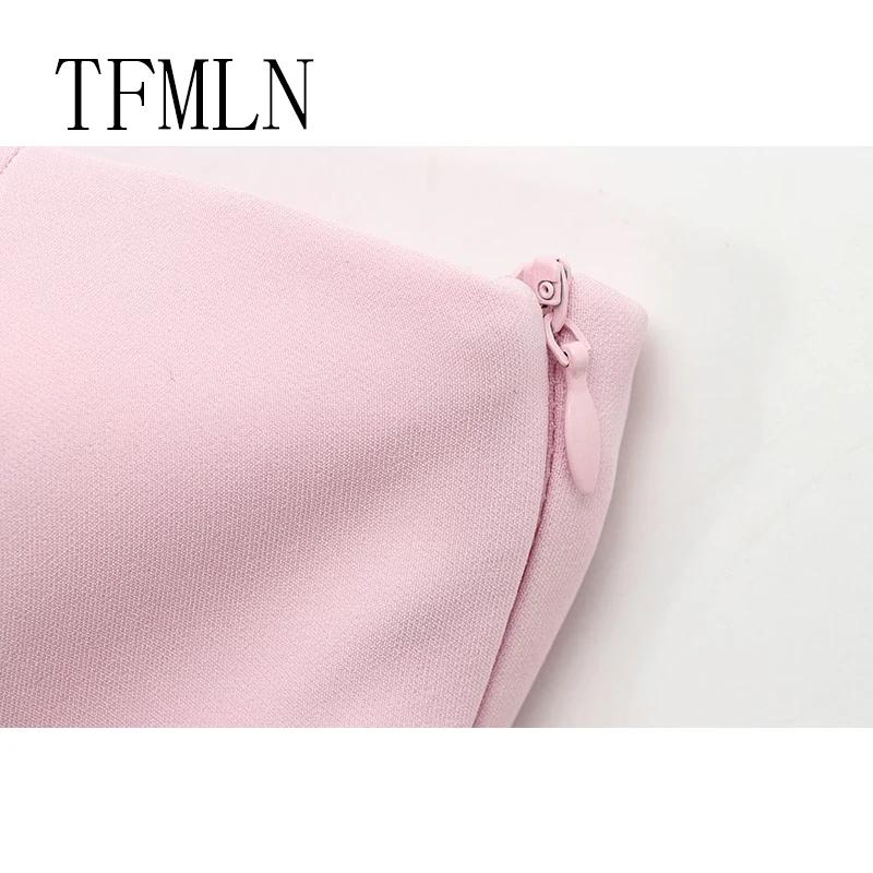 TFMLN New Summer Women Strapless Top 2025 Female Casual Sexy Slim Fitting Side Zipper Solid Short Top