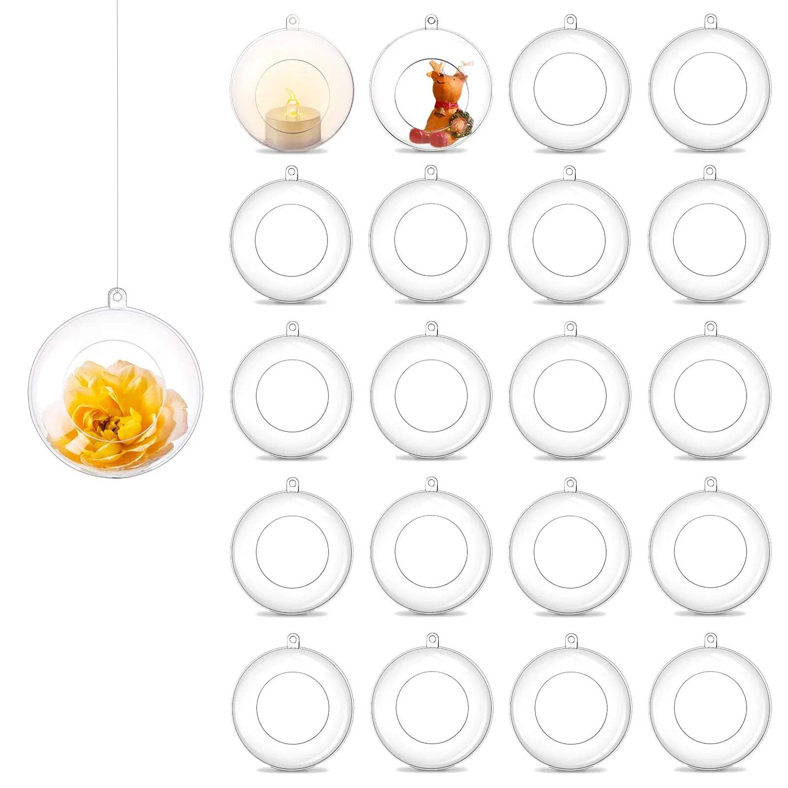 5pcs Hanging Tealight Holder Globes Fillable Acrylic Bulk Hanging Tea Light Ball for Party Wedding Christmas Home Decoration DIY