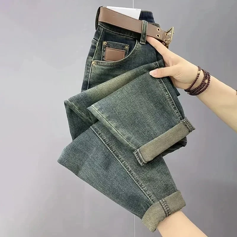 

Korean Fashion Spring Autumn Harem Jeans Women High Waist Loose Be All-Match Large Size Denim Pants Female Jean Trousers 4XL