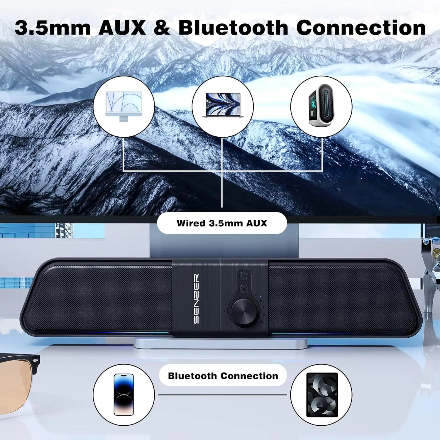 SENZER ǻ Ŀ-׷  ̹ Ŀ, Ʈ ũž Ϳ PC  ,   3.5mm Aux