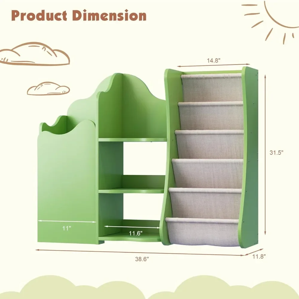 Children Treehouse Bookcase and Toy Storage,Kids Book Shelf for Kids Rooms, oddler Bookshelf Baby Bookcase,Green 3