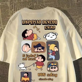 Crayo.n Littl.e New Japanese Anime Printed Cotton T-shirt Cute Style Women's Short Sleeve T-shirt Personality High-Quality Tops 1