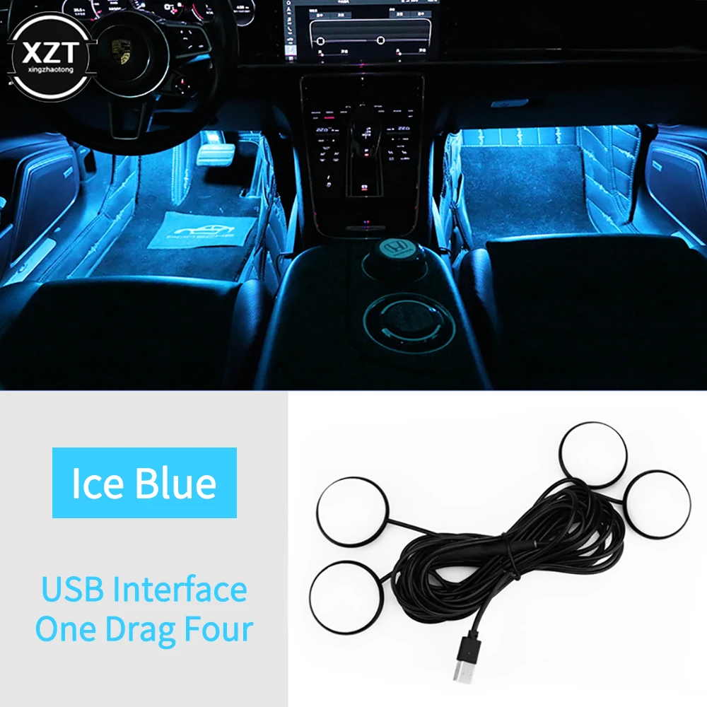

Car LED Foot Ambient Lights 3 Colors Auto Home Party Atmosphere Decorative Star Bulb Car Interior One with Four Night Lamp