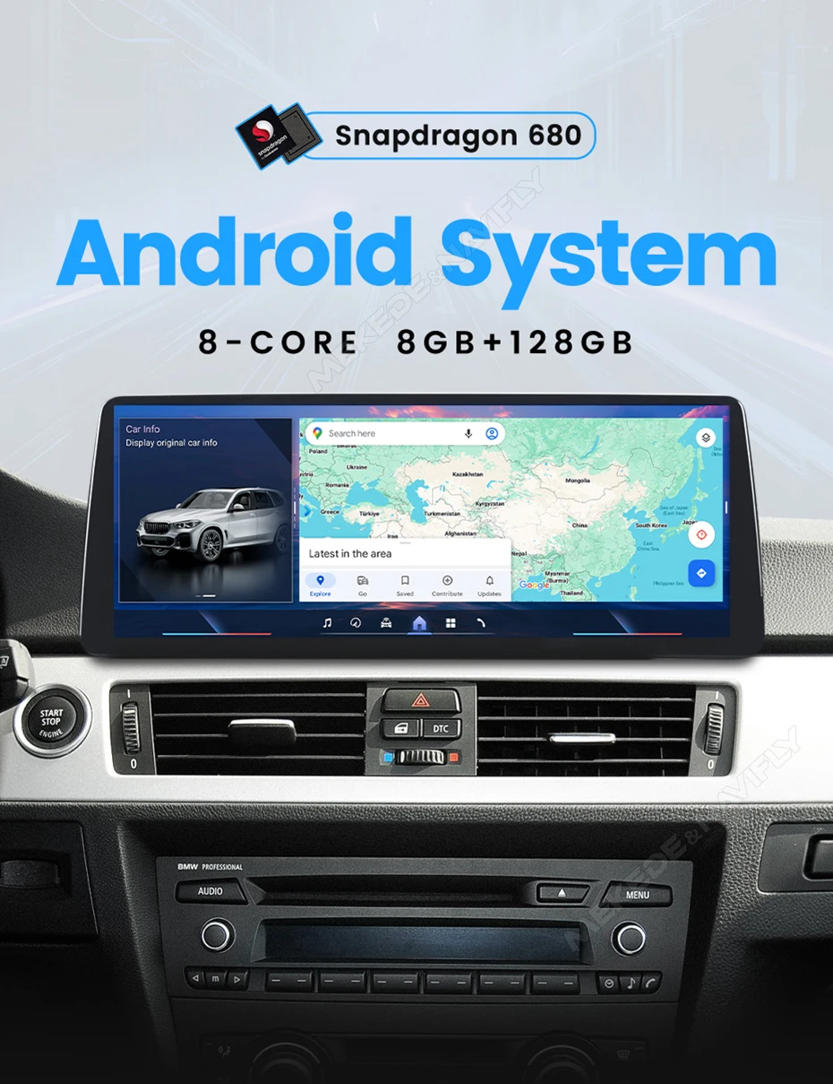 MEKEDE Wireless CarPlay Android Auto Autoradio Multimedia Player QLED-Bildschirm für BMW 5er F10 F11 2012-2017 CIC NBT Dual BT – Detail 9