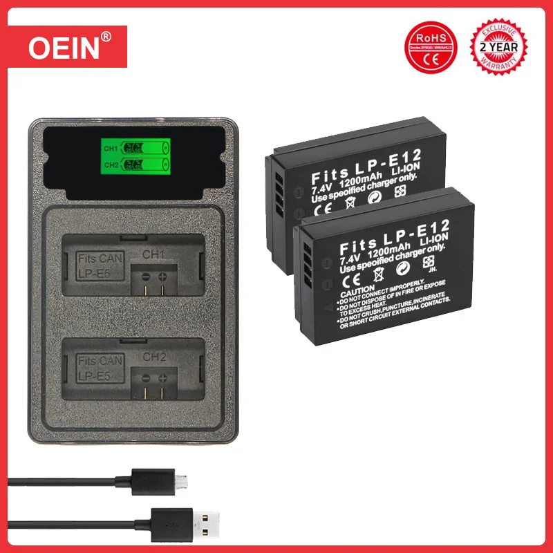 Rechargeable Battery Camera Battery Action Camera Battery Camera Battery LP-E12 LPE12 LP E12 for Canon Rebel SL1 100D Kiss X7 EOS-M EOS M M2 EOS M10 M50 M100 1600mAh Digital Batteries