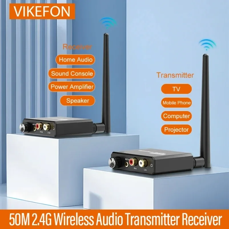 50M 2.4G Wireless Audio Transmitter Receiver 3.5mm RCA Converter
