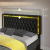 Bed Frame with LED Lights Headboard&Footboard, Velvet Upholstered Full Size Platform Bed Frame No Box Spring Need 5