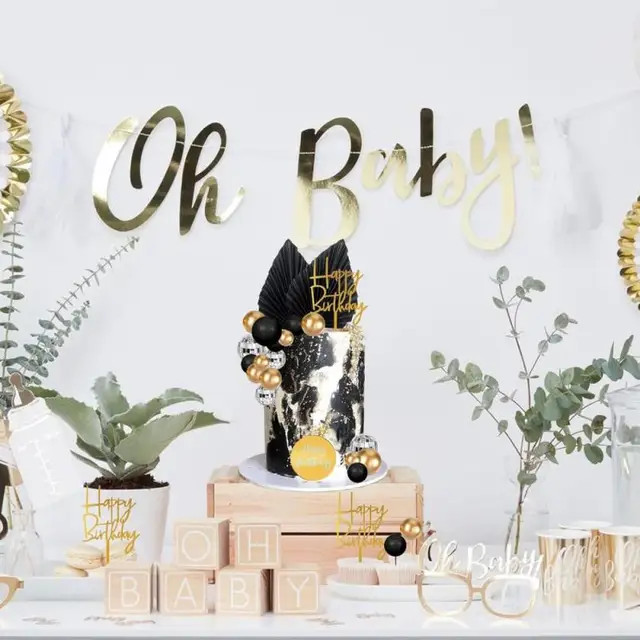 30 Palline Decorazione Torte - Topper Compleanno Nero E Argento - Stile Bohémien Per Feste E Matrimoni - Foto 2