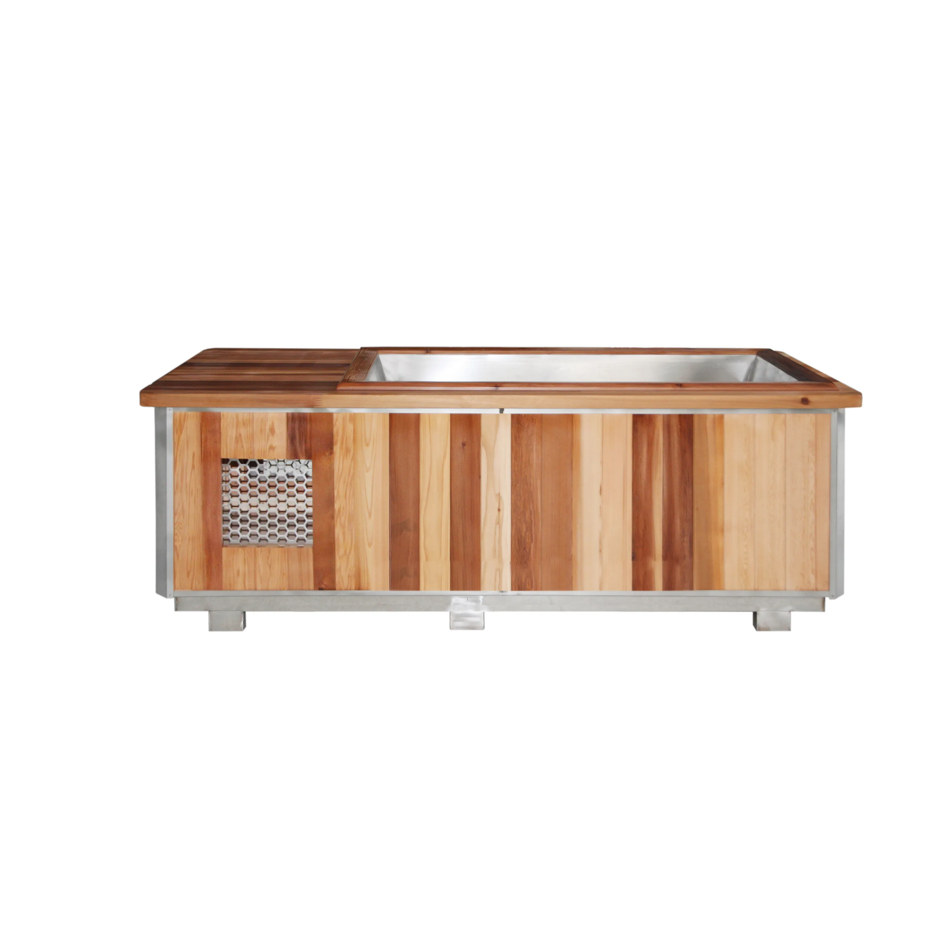 Red Cedar Wood Ice Bath Cold Plunge Tub With Chiller and Filter for 2 Person