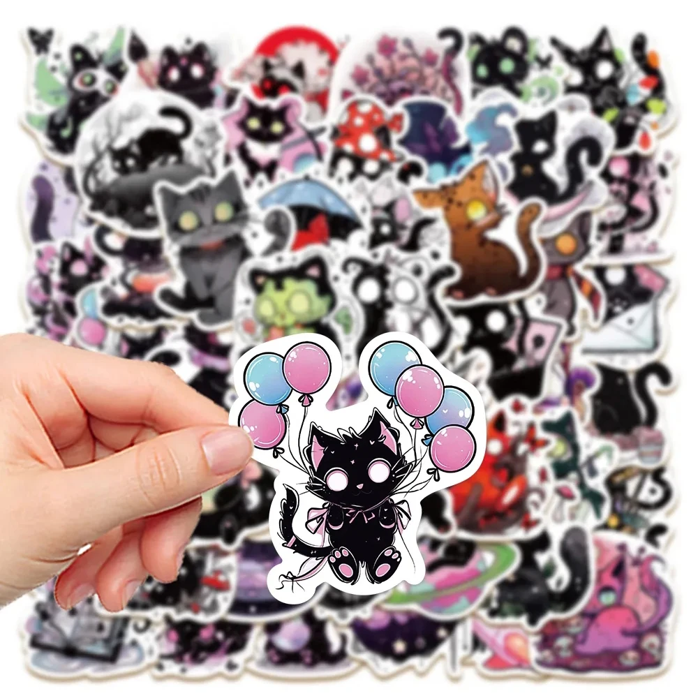 10/30/50pcs Cool Gothic Horror Cat Cartoon Graffiti Stickers Aesthetic Decals Laptop Suitcase Bike Decoration Waterproof Sticker 10 30 50pcs cartoon skull dark romance reader stickers horror gothic style graffiti decals decorative laptop guitar sticker gift