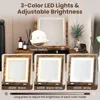 Vanity Desk w/ 3-Color Lighted Flip Top Mirror,7 Storage Compartments,Makeup Dressing Table Set Writing Desk w/ Cushioned Stool 3