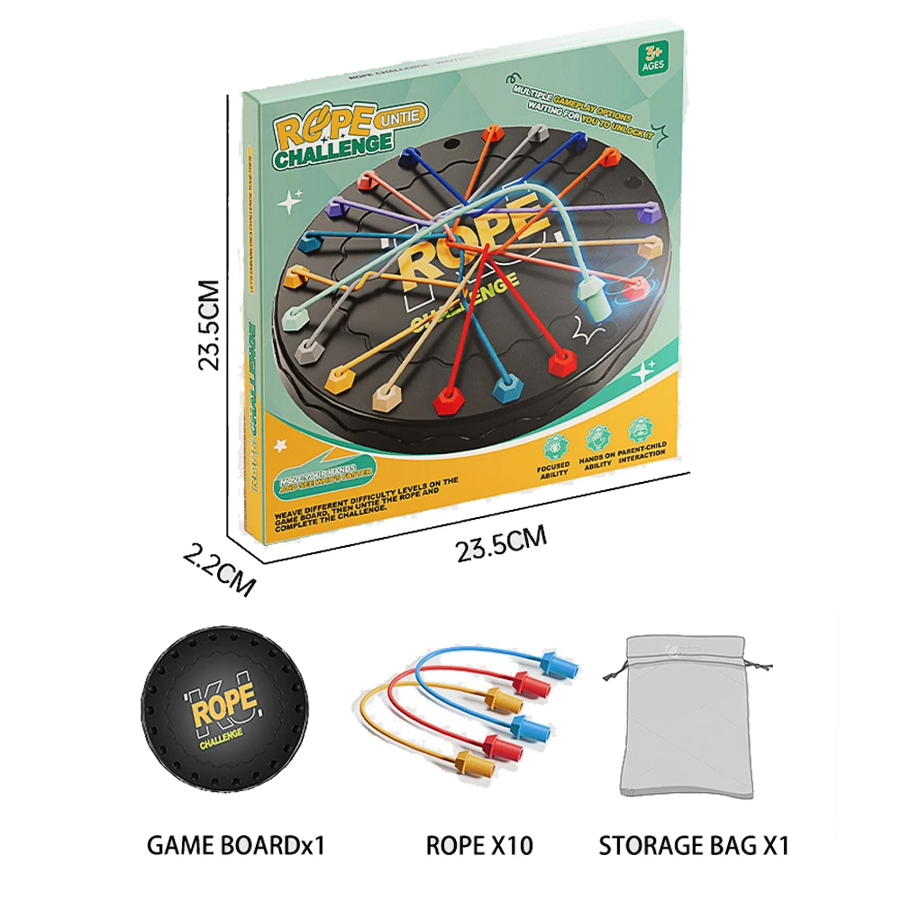 لعبة ألغاز بعقدة الحبل، لعبة لوحية اجتماعية للأطفال والكبار، لعبة عائلية، ألعاب تحدي التفكير المنطقي لتطوير المهارات الحركية الدقيقة