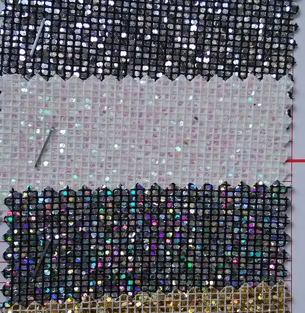 작은 사각형 글리터 합성 PVC 가죽 원단 재료