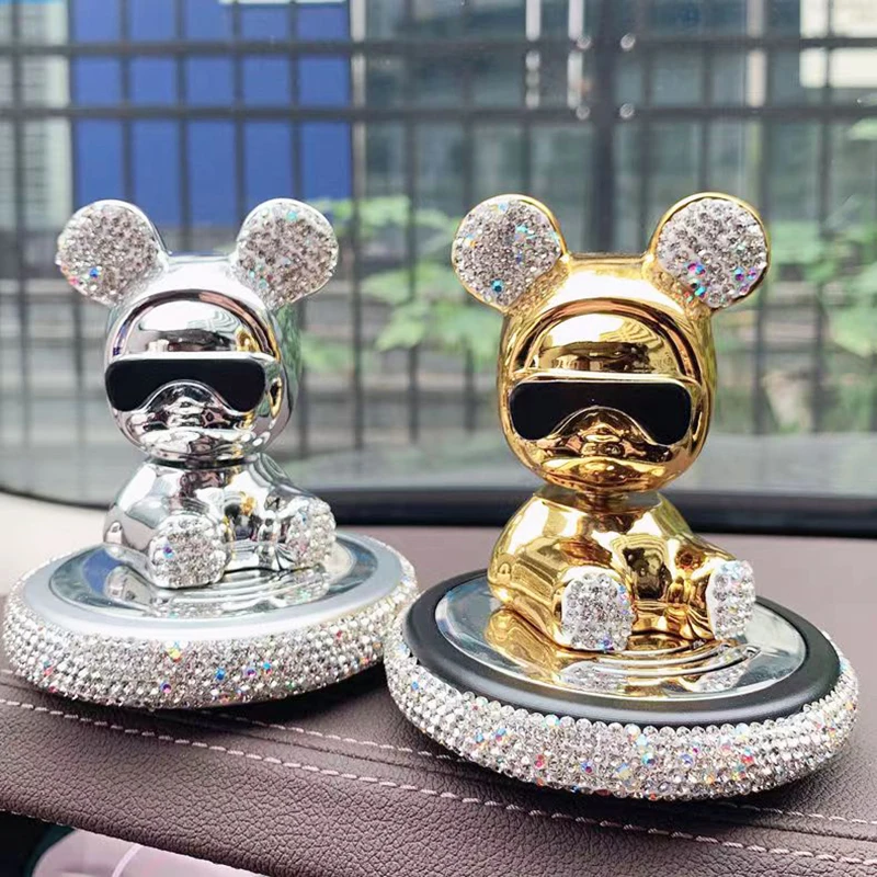 

Crystal Creative Cartoon Doll Cute Bear Car Ornaments In-Car Center Console Interior Decoration Accessories Auto Perfume Gifts