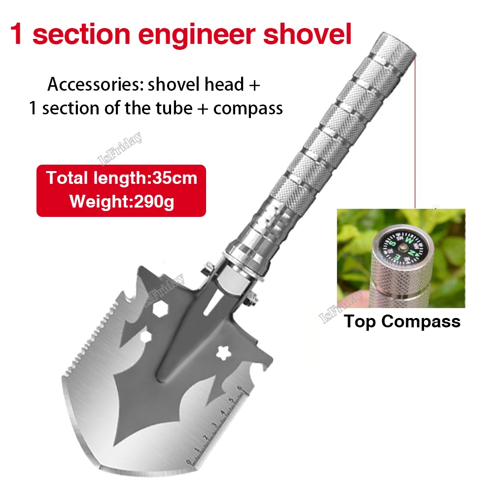Multifunctional Outdoor Shovel 4-Section Pipe Fishing Folding Shovel Outdoor Camping Shovel Camping Shovel Garden Dig Tools Kit 5