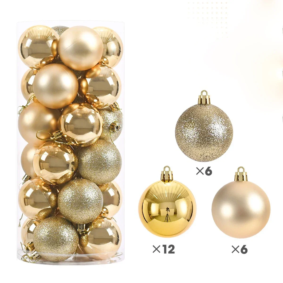 24 bolas navideñas de 3/4/6 cm, bolas grandes para árbol de Navidad, adornos colgantes para decoración de fiestas, regalos de Navidad de Año Nuevo 2025, accesorios