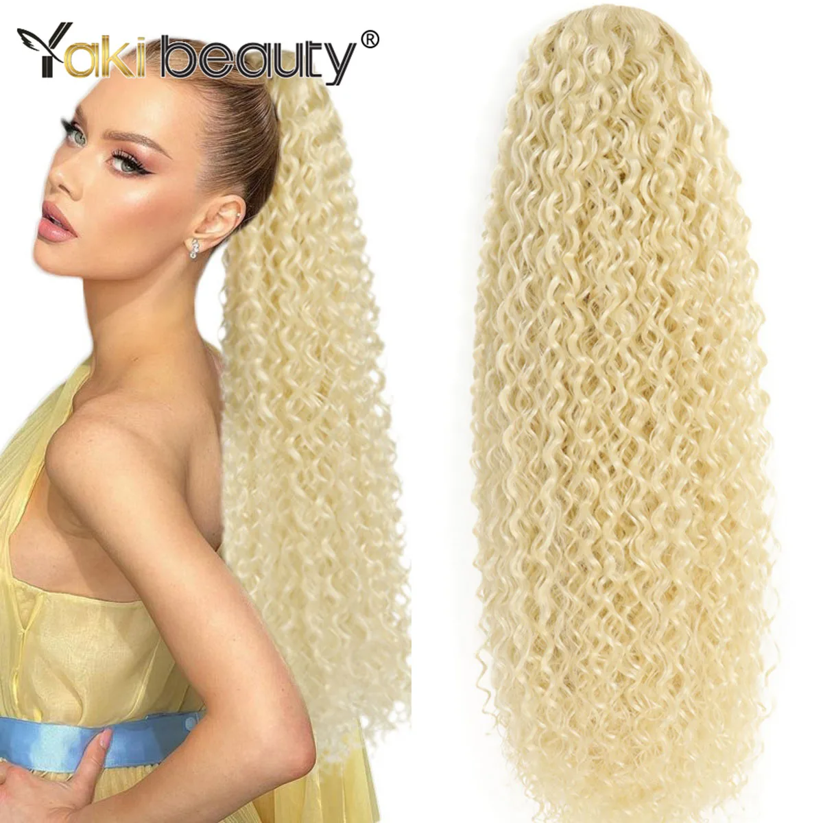 Long Kinky Curly Ponytail Synthetic Drawstring Ponytail 24/30/32Inch Chip-In Hair Extension Organic Clip-in Overhead fake hair extensions