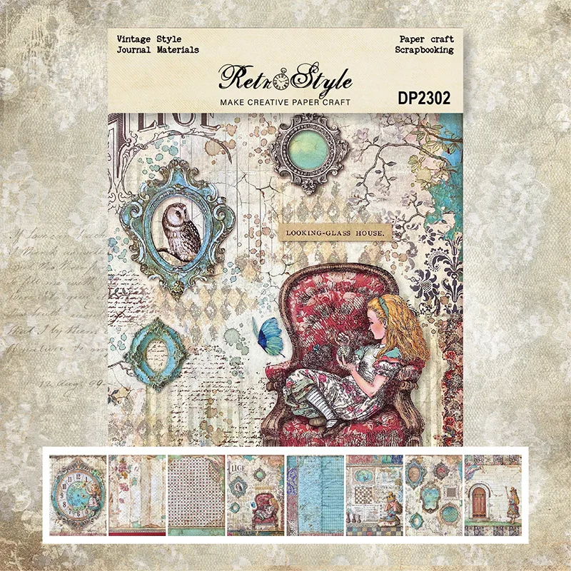 

A5 Vintage Wonderland Girl Scrapbook Paper Scrapbooking Patterned Paper Pack DIY Craft Background Paper
