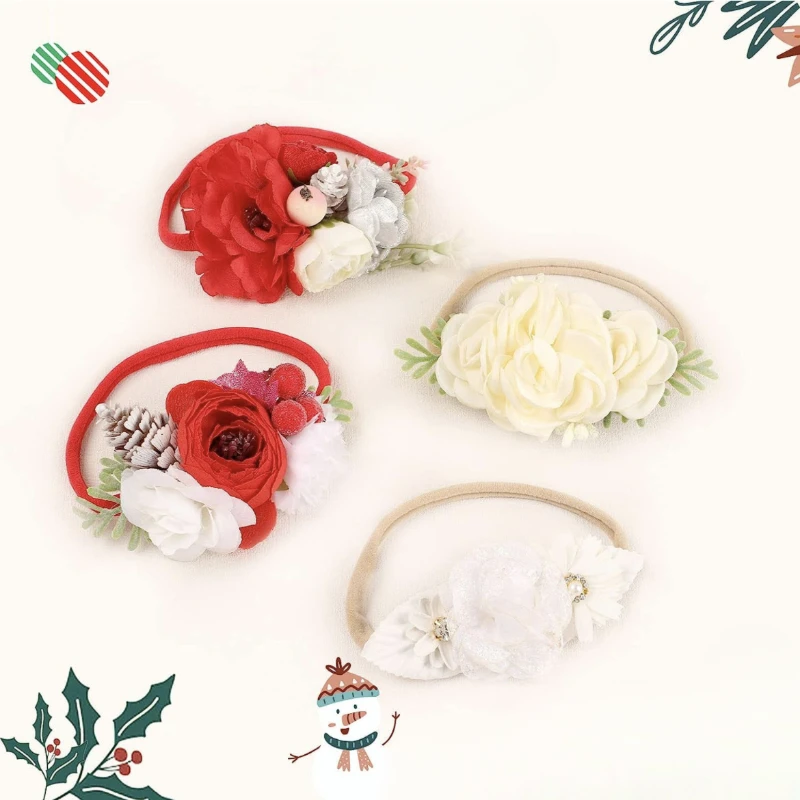 

Christmas Hair Accessories Cute Princess Flower Baby Hairband One-year-old Baby Headband Headband Autumn and Winter New Style