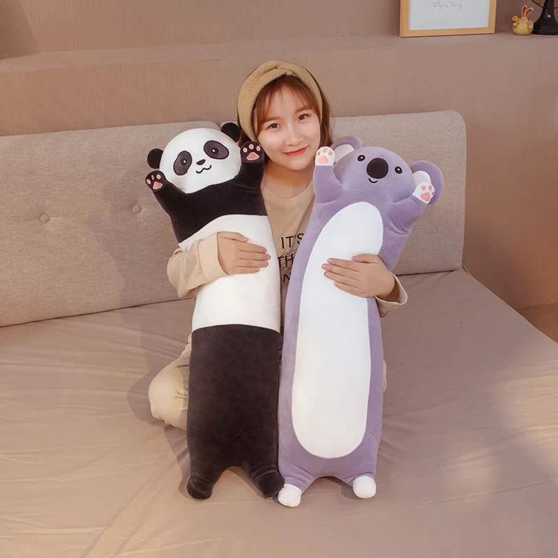 

50-130cm Giant Panda Plush Toy Cylidrical Animal Bolster Pillow Koala Stuffed Plushie Sleeping Friend