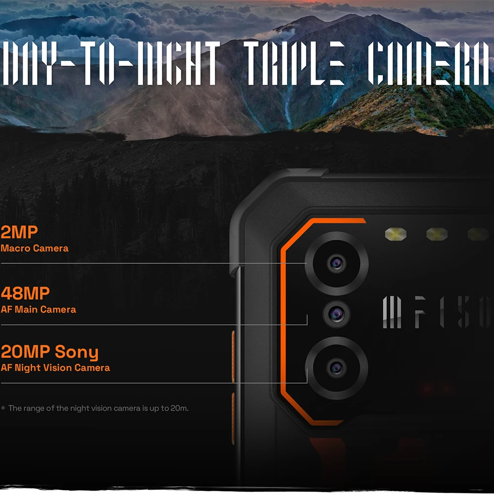 IIIF150 B1 Pro Rugged Phone 6.5" FHD+ Display Octa-core 20MP Night Vision 6GB RAM+128GB ROM 10000mAh Android 12 Smartphone 4