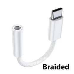 Premium Type - C to 3.5mm Audio Adapter - High - Quality Aux Converter (Braided Cable - 12cm)