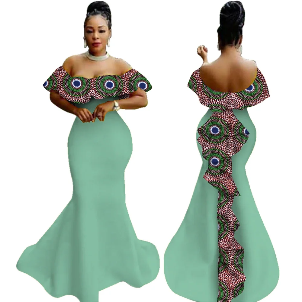 emerald green wedding guest dress plus size African Colourful Print Maxi Dress – YELLOW SUB TRADING