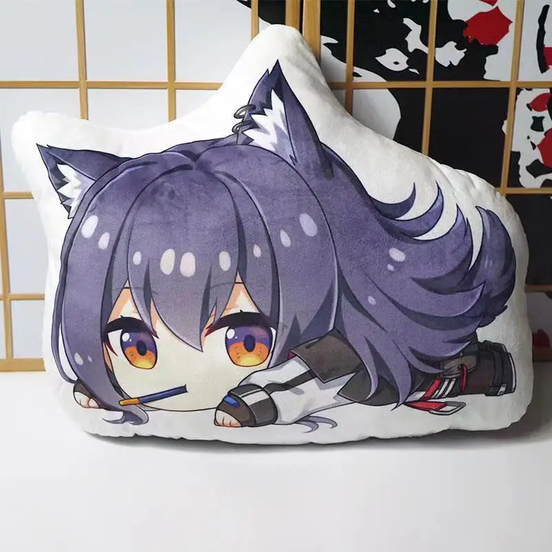 45cm Arknights 플러시 장난감 게임 Texas Exusiai Lappland 실버 애쉬 Ifrit Chen Pramanix 그림 인형 베개 양면 케이스