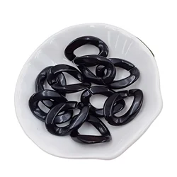 25pcs Shiny Acrylic Glitter Oval Chain Beads for DIY Jewelry and Accessories (Black)