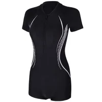 Women One Piece WaterProof Athletic Sun Protection Beach SwimWear Short Sleeve Quick-Drying Bathing Surfing SwimSuit - Image 3