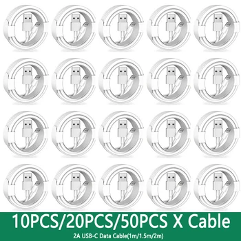 10–50PCS USB-A to Type-C Fast Charging Data Cable – 2A TPE USB-C Quick Charge Cord 2m for Samsung Galaxy S8, Huawei, Xiaomi, LG 1