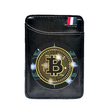 

Fashion Bitcoin Design Printing Leather Card Wallet Classic Men Women Money Clips Card Purse Cash Holder