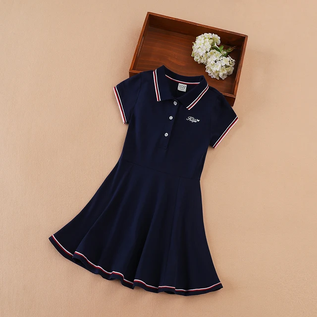 Robes de Sport pour enfants filles, en coton, col rabattu, robe de Tennis, nouvelle collection été 2025, robe de Golf à manches courtes pour enfants 1