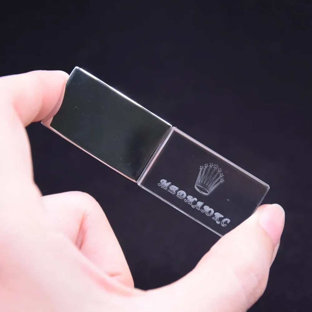 20 개/몫 크리스탈 LED 라이트 usb 플래시 드라이브 8 기가 바이트 16 기가 바이트 64 기가 바이트 32 기가 바이트 사용자 정의 3d 로고 펜 드라이버 pendridve 메모리 스틱 펜 드라이브