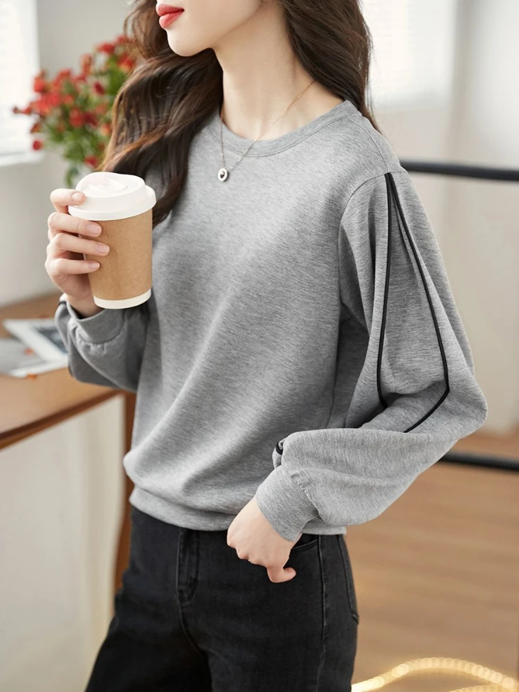 Plain Grey Cropped Female Clothes Pullovers Sweatshirts for Women Tops  Cheap and Free Shipping Long Sleeve Thick Emo Warm M Xxl