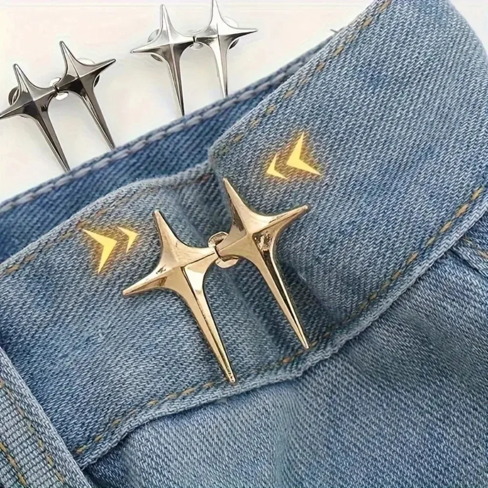 1 Pair Waist Buckle, A Star Shaped Waist Buckle Decorative Buttons Sewing, Detachable Button For Waist Adjustment