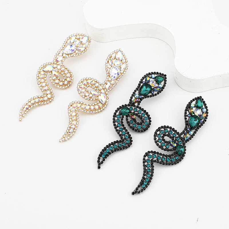 

EASYA Хэллоуин серьги-гвоздики в виде змеи смешной металлический сплав инкрустированный кристаллами женские роскошные очаровательные ювелирные украшения