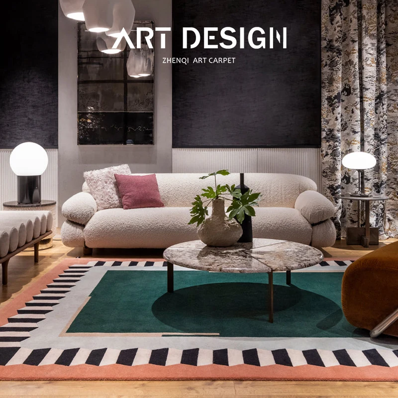Retro Light Luxury Living Room Decoration Carpet Ins Irregular Bedroom Bedside Large Area Carpet Modern Balcony Porch Entry Rug 4