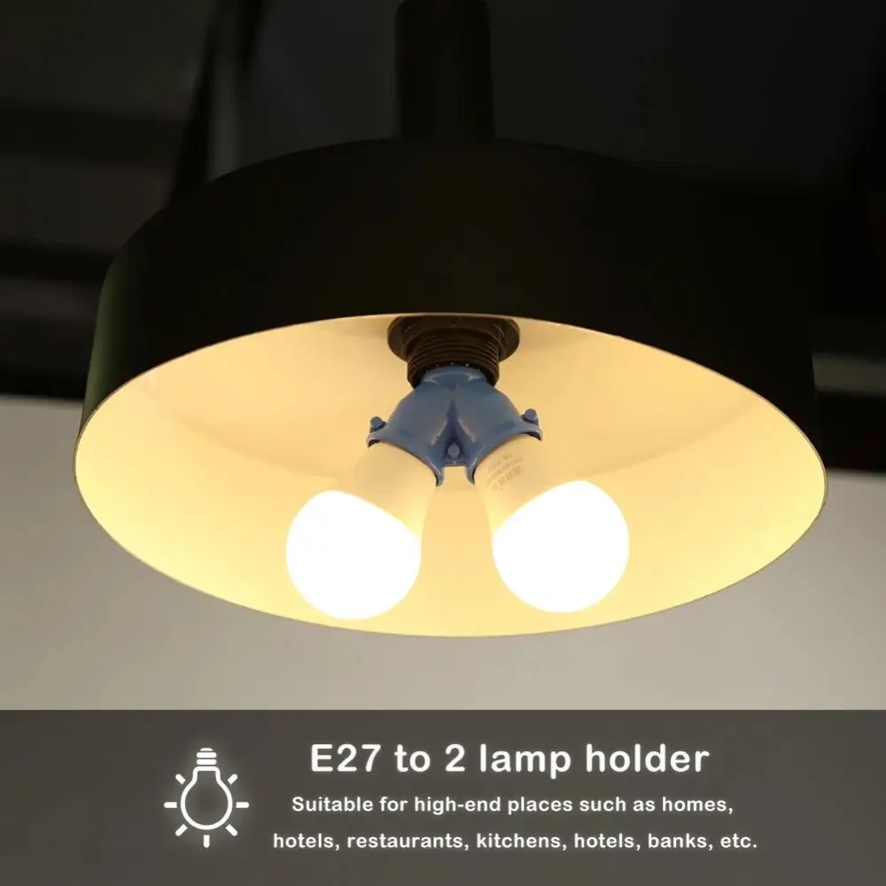 Description Picture 6 of itemLight Lamp Bulb Socket Portable Copper Contact 2 In 1 E27 To 2-e27 High Quality Accessories Tools Screw E27 Led Base Household