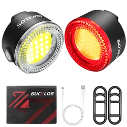 BUCKLOS Ultralight LED Bicycle Headlight & Taillight Set (1PAIR WHITE - RED LAMP)