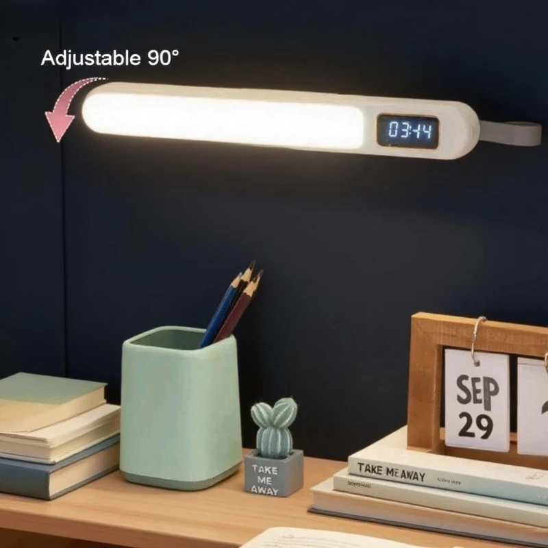 Table Lamp LED Desk Lamp With Clock Magnetic Light Multi Functional Night Light Rotatable Timing Lamp For Bedroom Table Reading 1